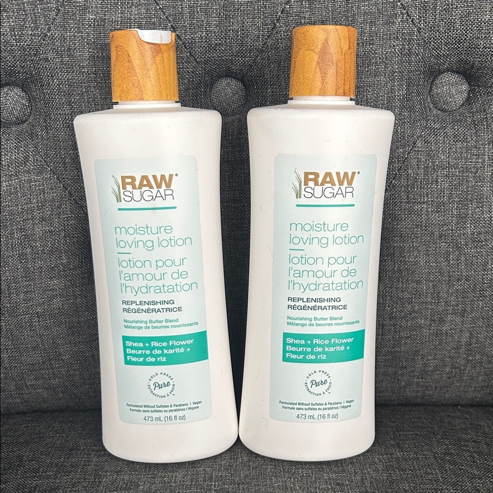 NEW 🆕 TWO Raw Sugar Moisture Loving Lotion Set Shea and Rice Flower 2x473 ml